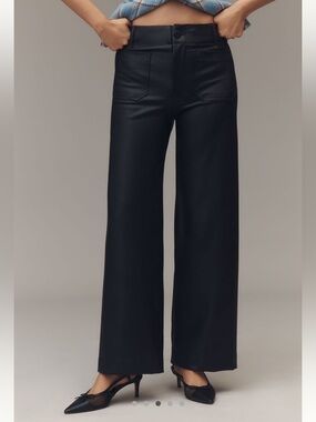Anthropologie Colette Pants Maeve Faux Leather Full Length Pants New Black 27